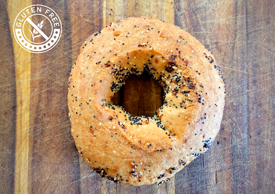 A gluten-free everything bagel from Hot Bagels & More.