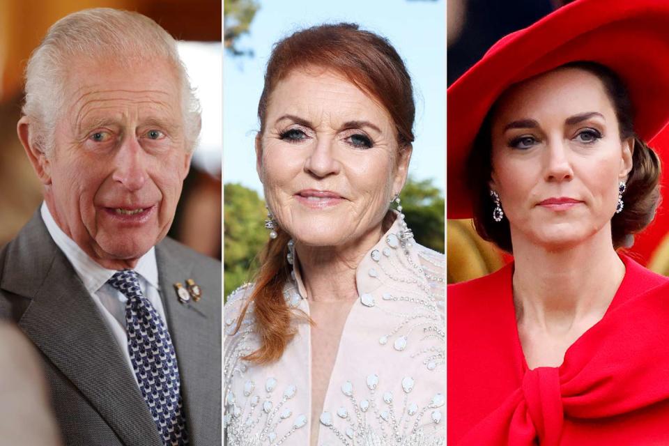 <p>Chris Jackson/Getty; Pascal Le Segretain/amfAR/Getty; Max Mumby/Indigo/Getty</p> King Charles on May 22, 2024; Sarah Ferguson on May 23, 2024; Kate Middleton on Nov. 21, 2023..