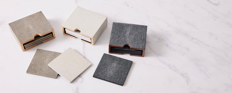 21) Faux Shagreen Coasters