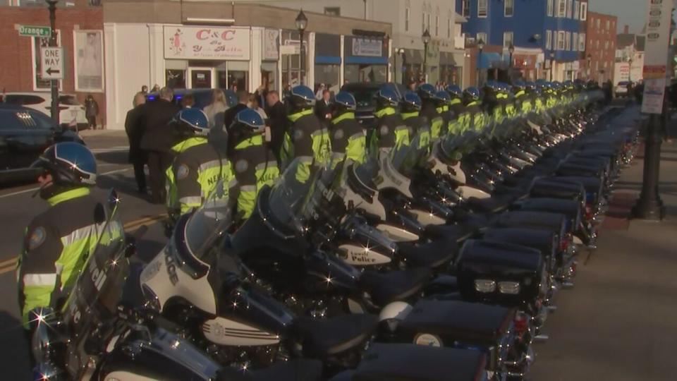 Hundreds gather for the funeral of fallen Waltham Police Officer Paul Tracey