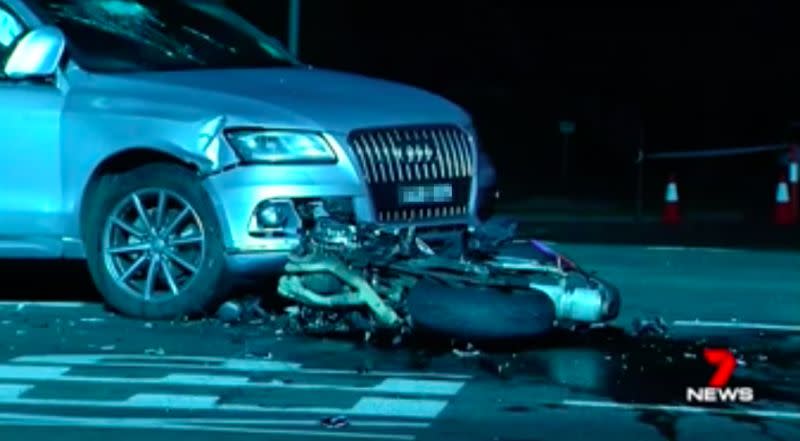 The mother rushed to the motorcyclist’s aid only to be struck by a passing car. Source: 7News