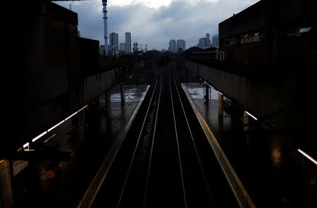 A view of rail tracks at a closed metro Barra Funda station during a strike against Brazilian Social Welfare reform project from government in Sao Paulo, Brazil, March 15, 2017. REUTERS/Nacho Doce