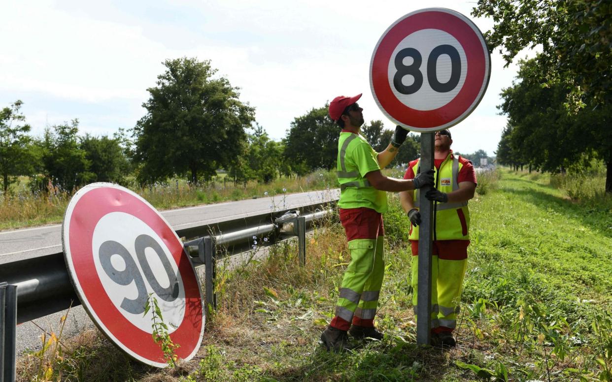 The French government has authorised local officials to reverse a cut in speed limits in a move seen as an attempt to placate 'yellow vests' and voters ahead of European elections - AFP