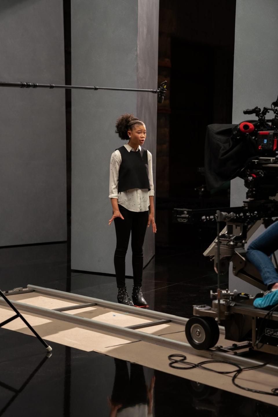 AMEND-The Fight for America; STORM REID on the set of AMEND-The Fight for America. Cr. Kyle Christy/NETFLIX©2021