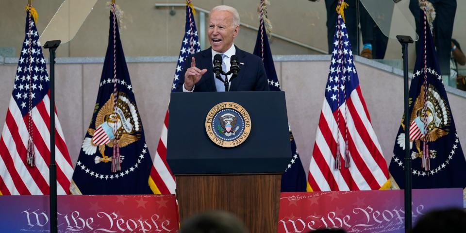 President Joe Biden delivers a speech on voting rights at the National Constitution Center, Tuesday, July 13, 2021, in Philadelphia.