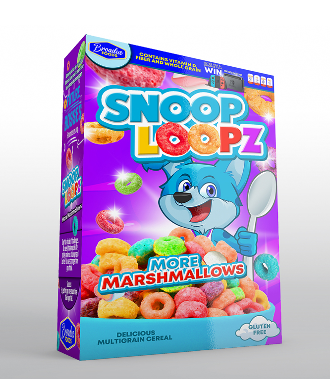 Snoop Loopz, produced by Snoop Dogg's family-owned food product company, is gluten-free, sugary, colorful, and full of marshmallows.