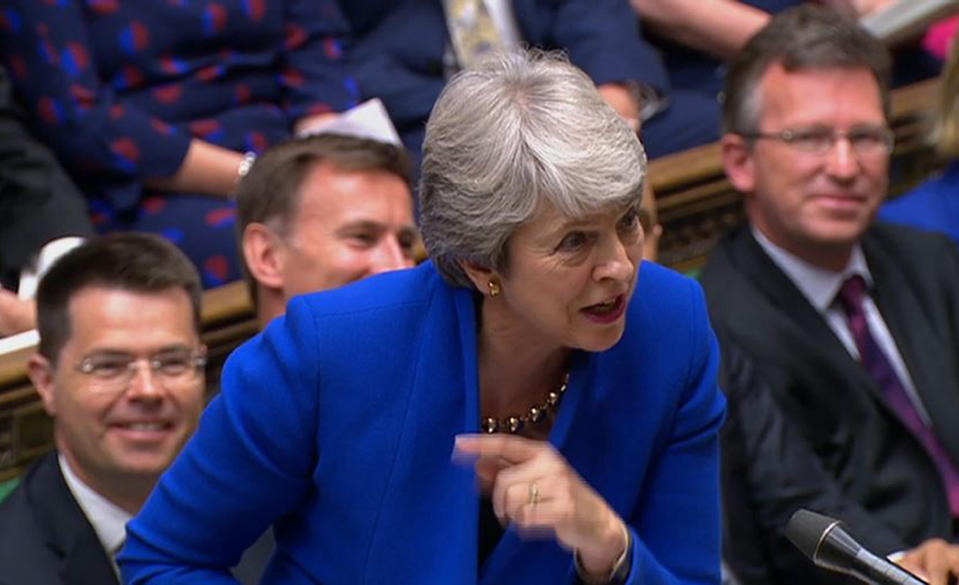 Prime Minister Theresa May during her last Prime Minister's Questions in the House of Commons, London.