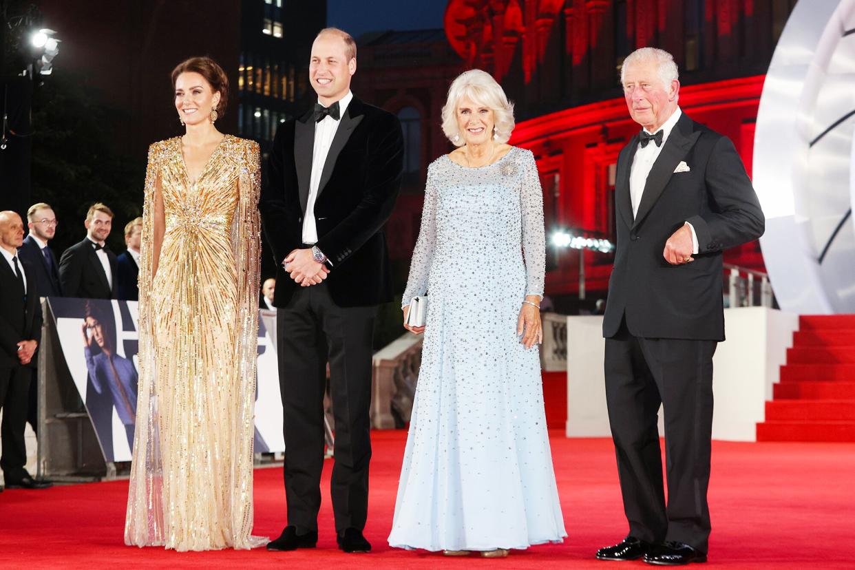 Catherine, Duchess of Cambridge, Prince William, Duke of Cambridge, Camilla, Duchess of Cornwall, and Prince Charles, Prince of Wales, attend the 