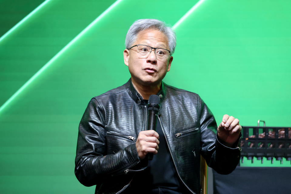 Nvidia CEO Jensen Huang speaks during Computex 2024 in Taipei on June 4, 2024. (Photo by I-Hwa CHENG / AFP) (Photo by I-HWA CHENG/AFP via Getty Images)