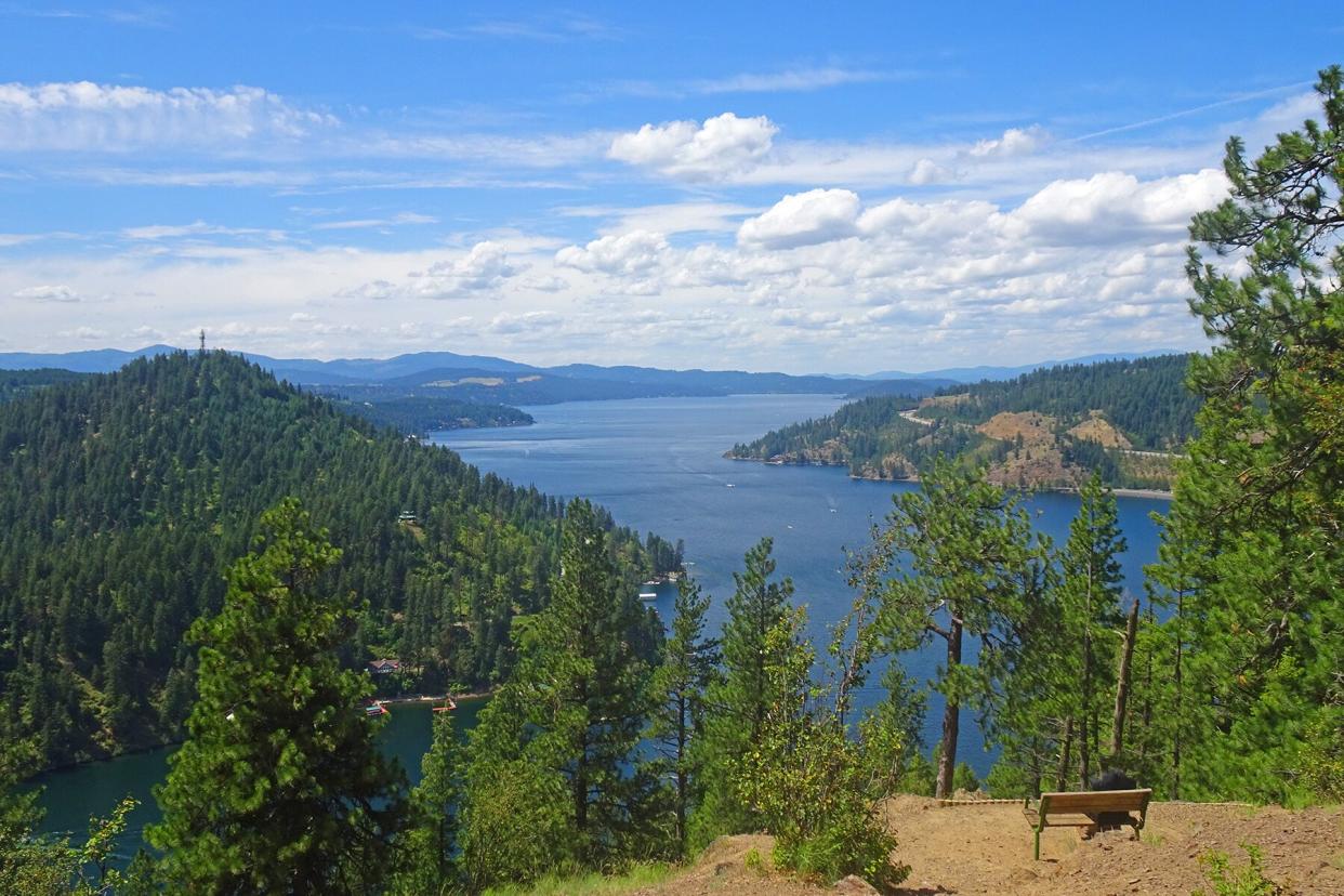 Aerial view over Coeur d'Alene in Idaho