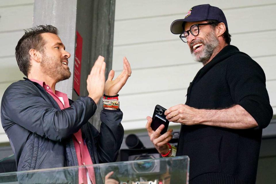 <p>Alamy Live News</p> Ryan Reynolds and Hugh Jackman