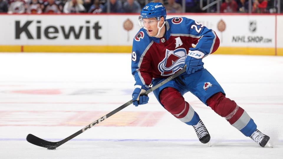 Nathan MacKinnon has been putting plenty of pucks on nets, but goals haven't come in bunches yet. (Michael Martin/NHLI via Getty Images)