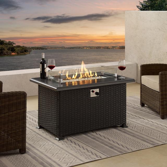 Stylish Outdoor Tables With Fire Pits, Best Propane Fire Pit For Deck