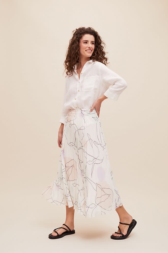 Suncoo Orie Pleated-Printed Skirt 