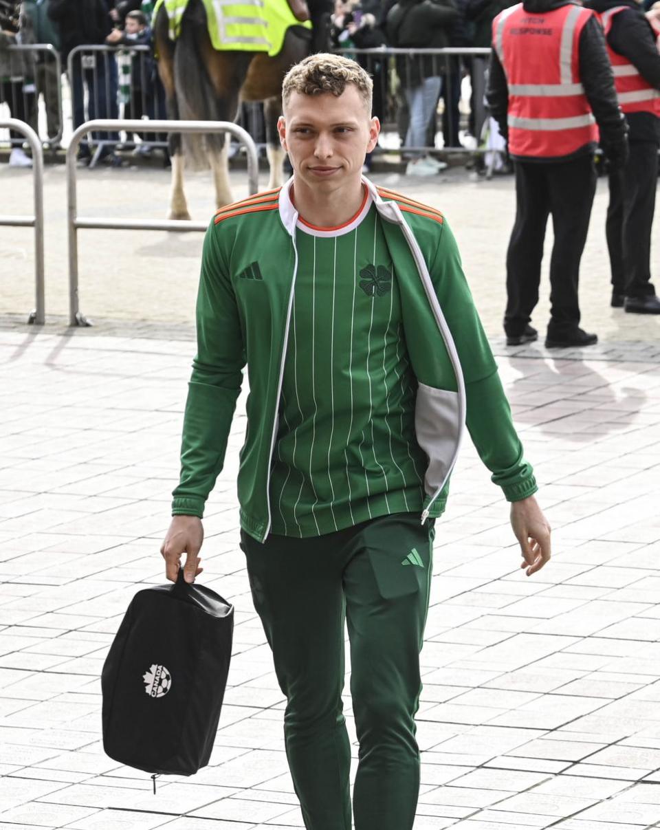 The Herald: Celtic defender Alistair Johnston arrives at Celtic Park
