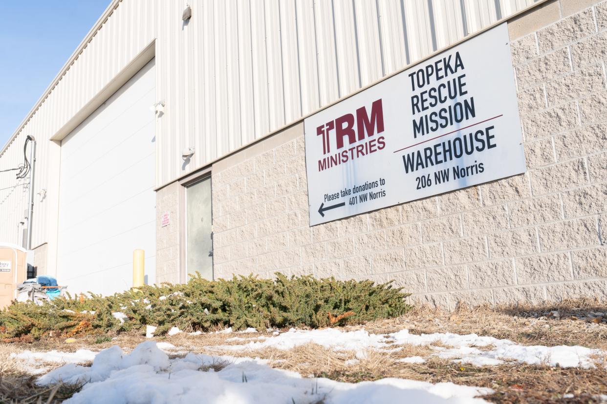 A temporary warming center has been created in this Topeka Rescue Mission warehouse building at 206 N.W. Norris.