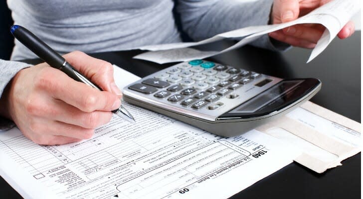 Woman preparing her tax returns