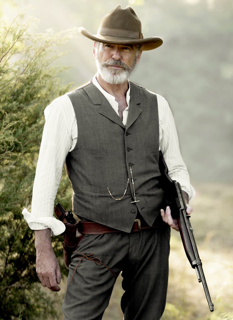 Pierce Brosnan as Eli McCullough in AMC’s <em>The Son.</em> (Credit: Van Redin/AMC)