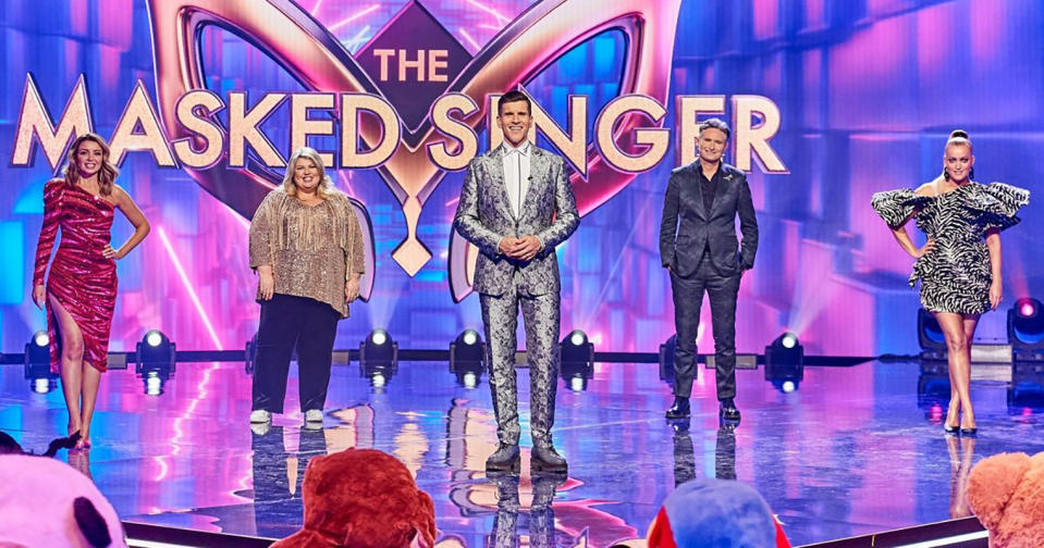 The Masked Singer finale was interrupted by an angry security guard at Urzila Carlson's hotel, where she was filming. Photo: Ten