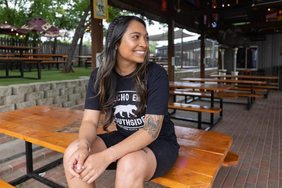Panther City BBQ pitmaster Amaris Montemayor, 22, poses for a portrait on Tuesday, April 25, 2023, in Fort Worth. Montemayor has been working at the food truck-turned-restaurant since she was 15.