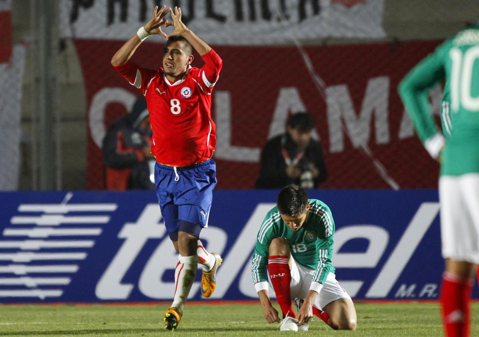 Festejo de Arturo Vidal de Chile 2-1. Chile vs Mexico. Copa America Argentina 2011 (Foto: Photosport / Photogamma).