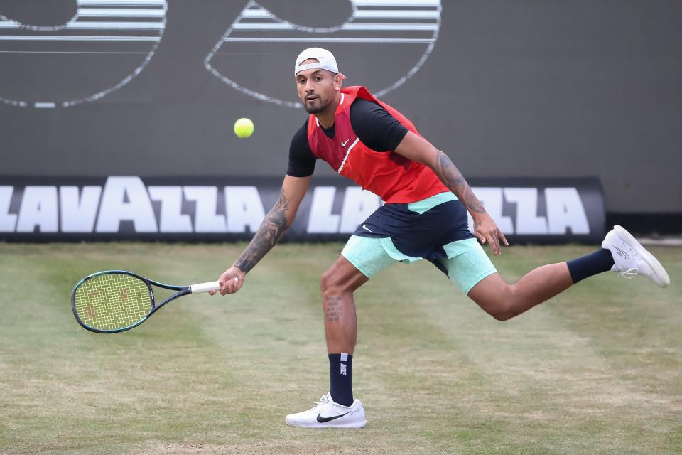 Nick Kyrgios during his second-round match against Nikoloz Basilashvili (Getty Images)