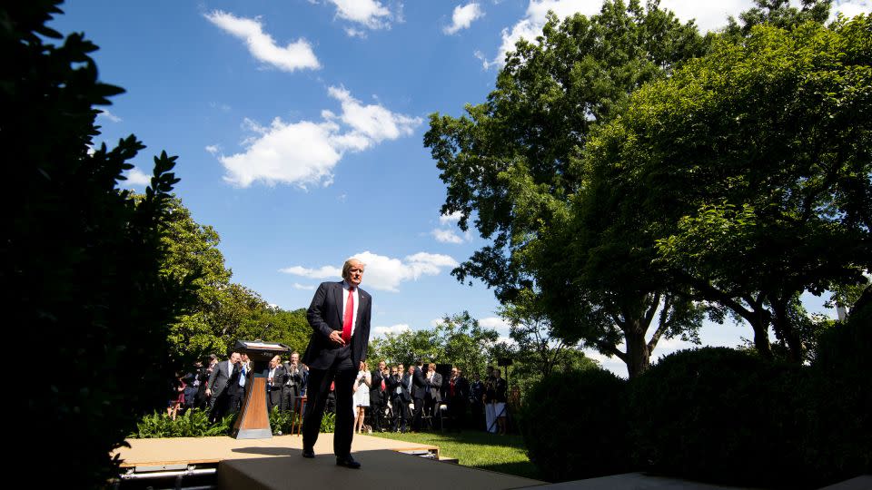In this June 2017 photo, President Donald Trump after announcing his intention to abandon the Paris Agreement in the Rose Garden of the White House in Washington, DC. - Doug Mills/The New York Times/Redux
