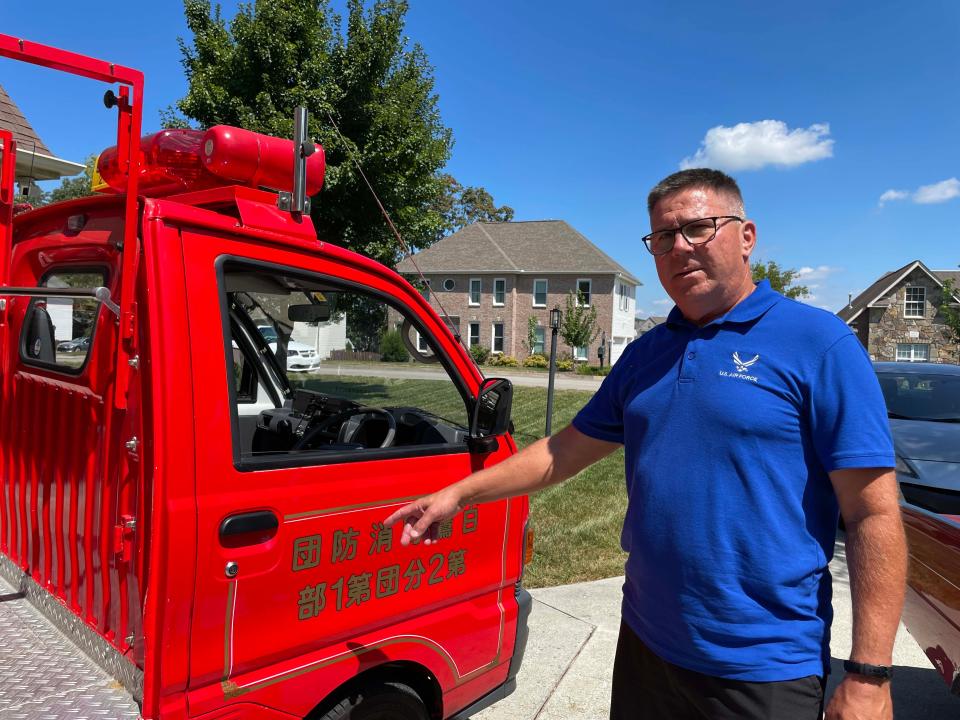 Smith explains that the writing on the side says “White Eagle Fire Department Division One, Truck #2.”