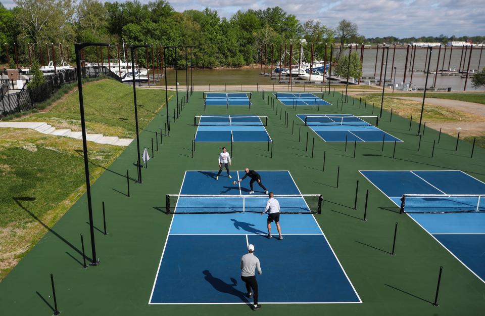 There's six pickleball courts are available at Goodbounce Pickleball Yard on River Shore Drive off River Road in Louisville. The establishment opened Monday. Pickleball is played like tennis but the court is the size of a doubles badminton court. Pickleball was invented in 1965 as a children't game in Washington state but since then has become one of the fastest-growing sports. April 17, 2023