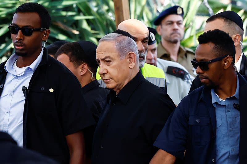 Funeral for Gal Meir Eisenkot, 25, son of Israeli cabinet minister and former military chief Gadi Eizenkot, in Herzliya