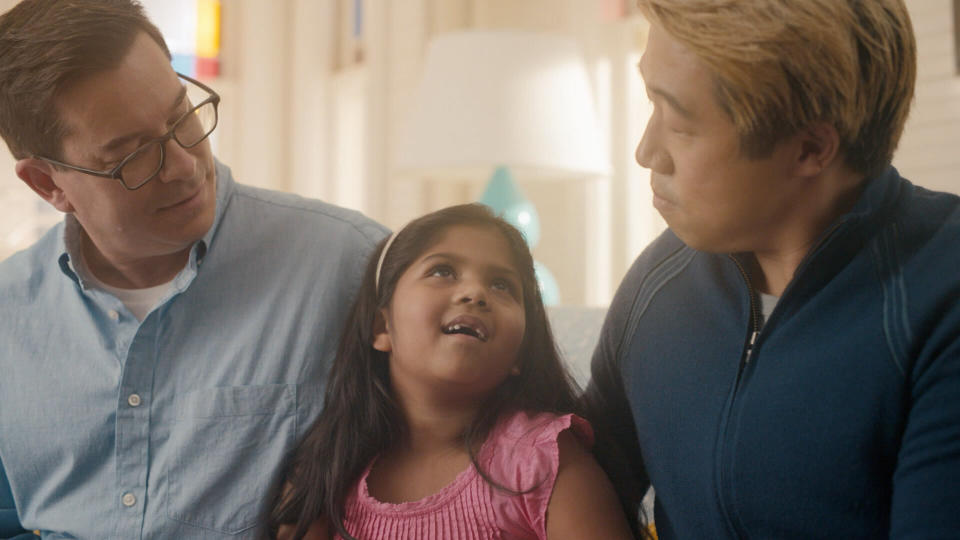 <strong>Parents Robbi and Raymond discuss hair care with their daughter Ella.</strong><br />(Photograph: Courtesy of Pantene) (Photo: )
