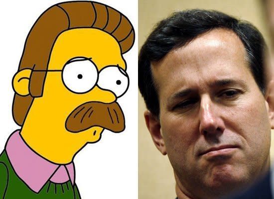 Undoubtedly, we'd prefer Ned Flanders as a next door neighbor over Rick Santorum. Because even though Flanders and Santorum share a dogmatic interpretation of the Bible, Ned doesn't impose his beliefs on his others. Santorum, on the other hand, has long voiced the opinion that non-Christians and gay people are hardly "okily dokily."