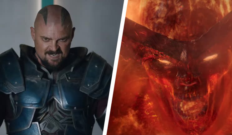 Thor villains, Skurge and the demonic Surtur - Credit: Marvel