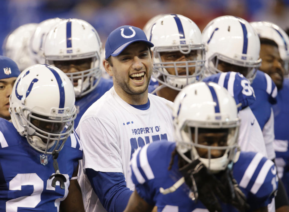 It has been awhile since we've seen a healthy Andrew Luck on a football field. (AP) 