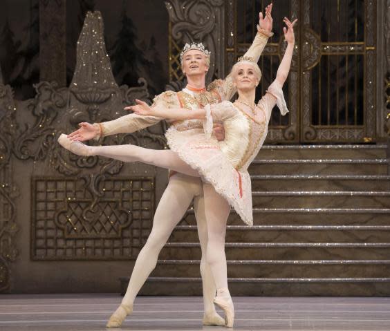 Vadim Mutagirov as the Prince and Marianela Nunez as the Sugar Plum Fairy in the Royal Ballet’s 2018 production of ‘The Nutcracker’ (Alastair Muir)