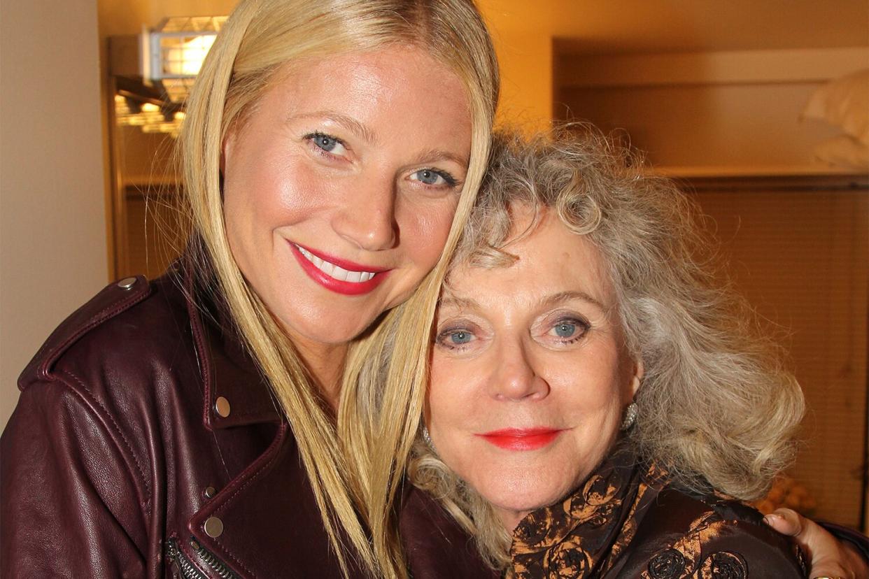 NEW YORK, NY - OCTOBER 02: (EXCLUSIVE COVERAGE) Gwyneth Paltrow and mother Blythe Danner pose backstage during the opening night of 