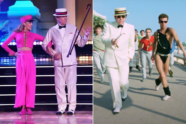 Disney/ABC; Elton John/ Youtube Barry Williams and Peta Murgatroyd on 'Dancing With the Stars'; Elton John and Bruno Tonioli in the 'I'm Still Standing' music video