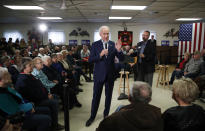 Democratic presidential candidate former Vice President Joe Biden speaks during a campaign event on foreign policy at a VFW post Wednesday, Jan. 22, 2020, in Osage, Iowa. (AP Photo/John Locher)