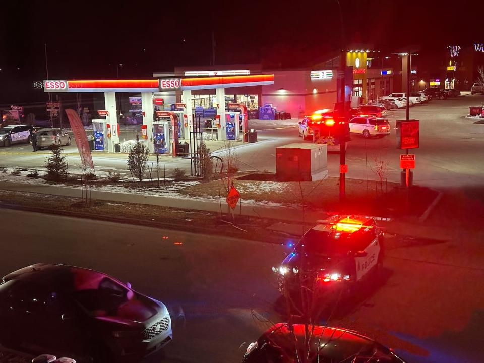 Police said a U-Haul truck travelled north on 50th Street into Edmonton from Beaumont, Alta., where it struck and killed a woman who was inspecting the exterior of her vehicle after running over a spike belt. (Submitted by Ranjodh Johal - image credit)