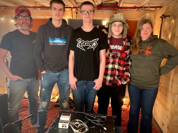 The members of Paranoia worked with Phil Churchill and Geri Hollett of Newfoundland folk group the Once in Gingerbeard Studios, where they recorded their debut album. (Submitted by Krista Conway)