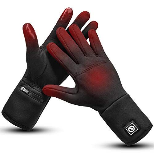 6) Liner Gloves Heated Hand Warmer Comfortable Thin Electric 7.4V 2200mAh Rechargeable for Men Women Water Resistant Thermal Heat for Winter Indoor Outdoor Sports Skiing Camping Hiking Hunting (XL/2XL)