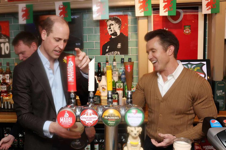 <p>Chris Jackson/Getty</p> Prince William and Rob McElhenney at The Turf Pub in Wrexham on March 1, 2024