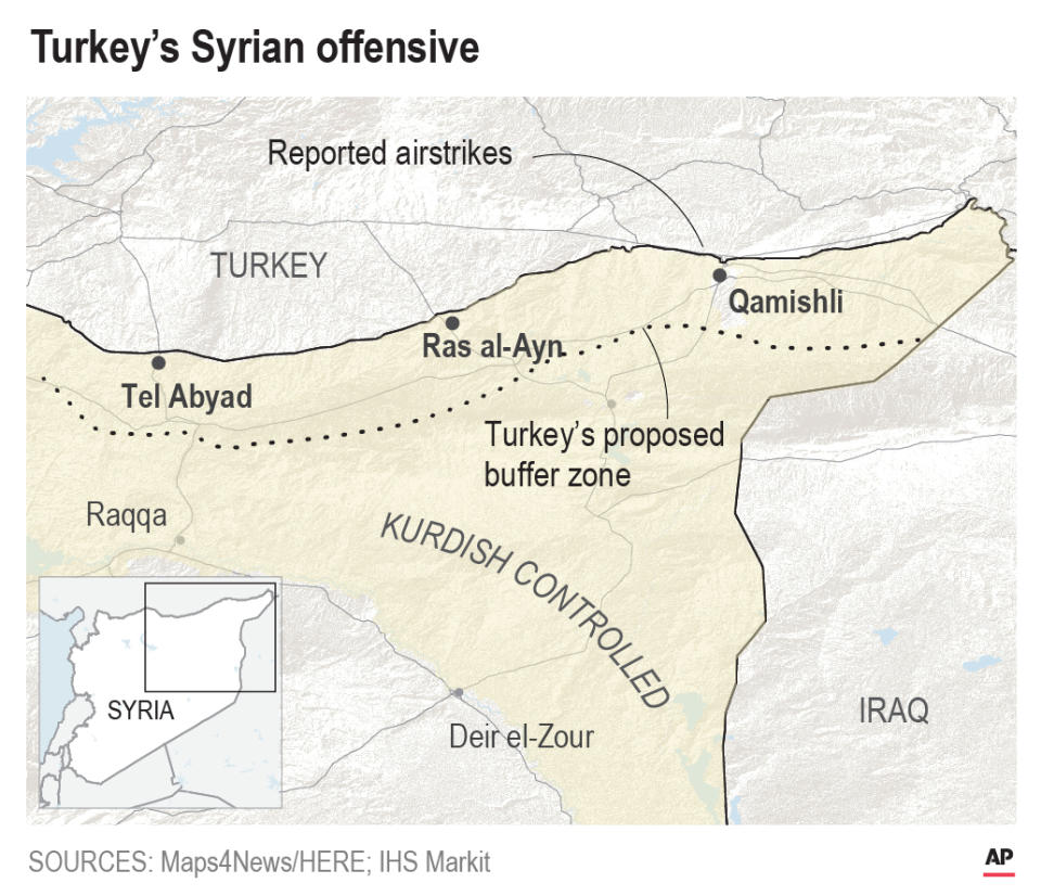 With airstrikes and artillery, Turkey has launched an offensive aimed at crushing Kurdish fighters in northern Syria.;