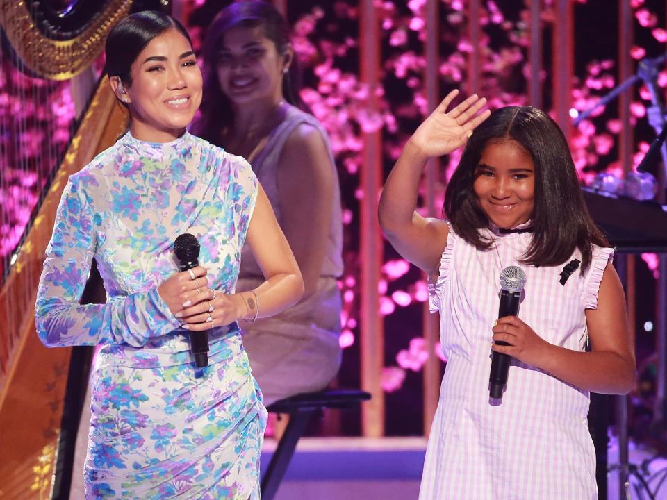 Jhene Aiko and her daughter Namiko Aiko performs onstage during VH1's 3rd Annual "Dear Mama: A Love Letter To Moms" - Inside Show at The Theatre at Ace Hotel on May 3, 2018 in Los Angeles, California