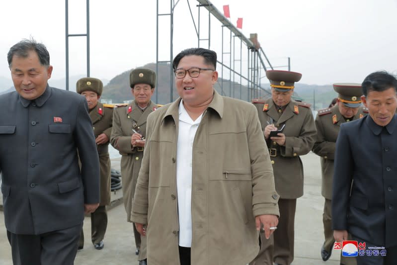 North Korean leader Kim Jong Un visits a fishery station of the Korean People's Army in North Korea