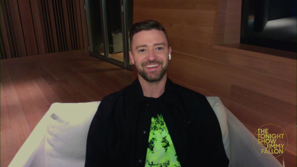 THE TONIGHT SHOW STARRING JIMMY FALLON -- Episode 1398A -- Pictured in this screengrab: Singer Justin Timberlake during an interview on January 29, 2021 -- (Photo By: NBC/NBCU Photo Bank via Getty Images)