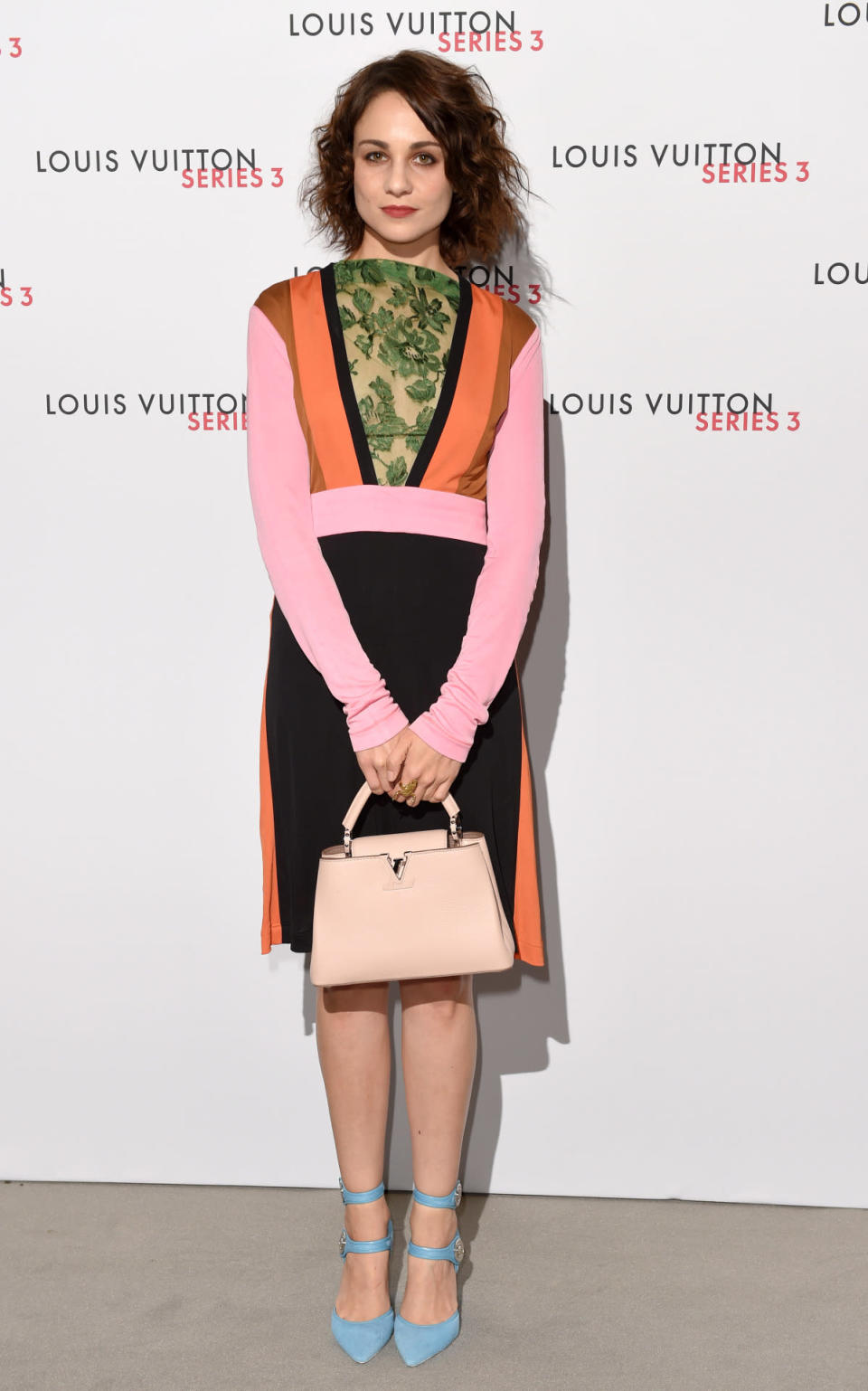 A bright Louis Vuitton number worn to the opening of the design houses’ Series 3 exhibition launch