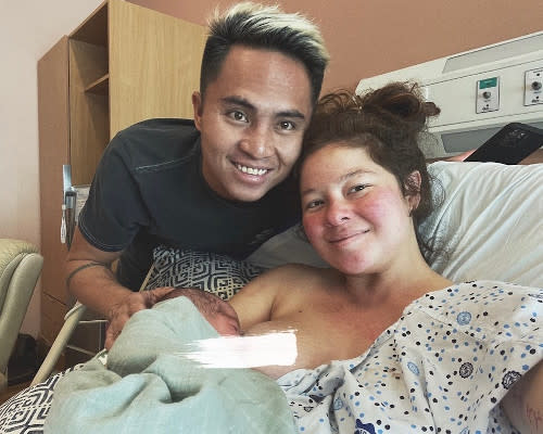 Eigenmann introduced her newborn son Koa to the world.