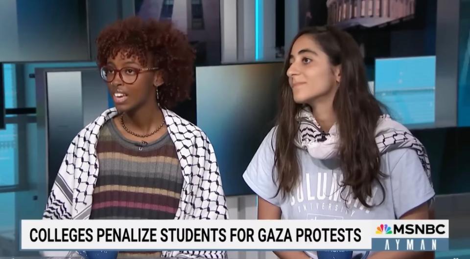 Isra Hirsi called the treatment of the anti-Israel protesters hypocritical. MSNBC