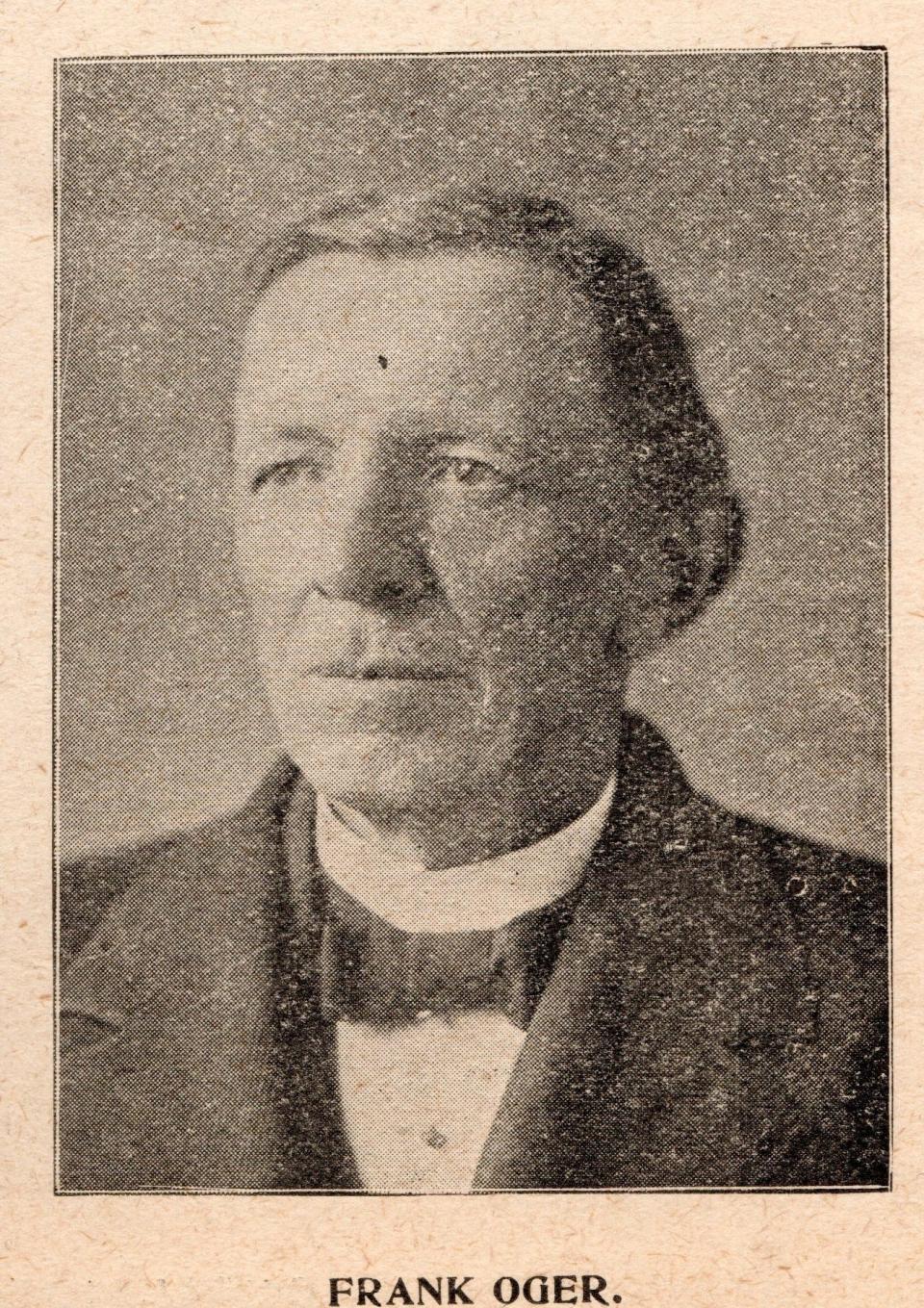 Frank Oger (1843-1912) chaired the City Council's "Building City Hall Committee." Born in Germany, he served several terms on City Council and was given the nickname "watch dog of the city treasury." He had moved to Columbus by 1900, to be closer to his sons, and died there. (Photo from PIcturesque Lancaster c1897.)